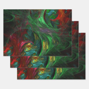 Genesis Green Abstract Art Wrapping Paper Sheet