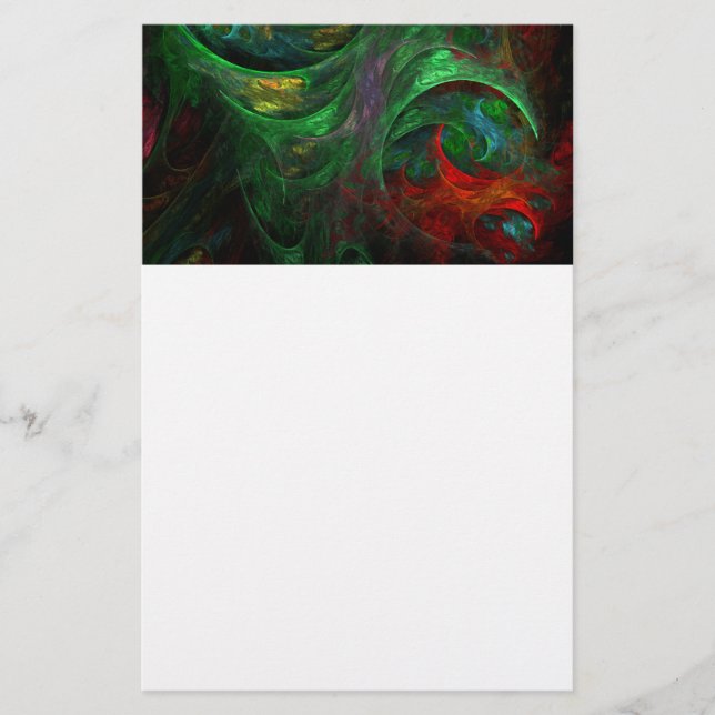 Genesis Green Green Abstract Art Stationery (Front)
