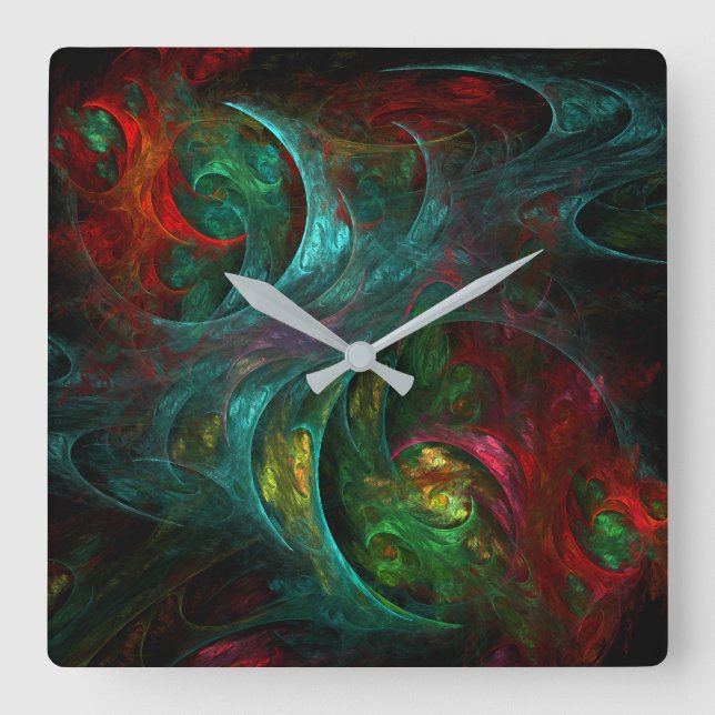 Genesis Nova Abstract Art Square Wall Clock (Front)