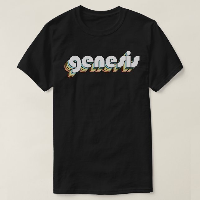 Genesis Retro Rainbow Typography Faded Style T-Shirt (Design Front)