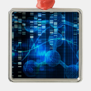 Genetic Science Research as a Medical Abstract Art Metal Tree Decoration