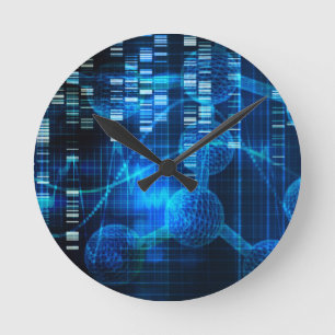 Genetic Science Research as a Medical Abstract Art Round Clock