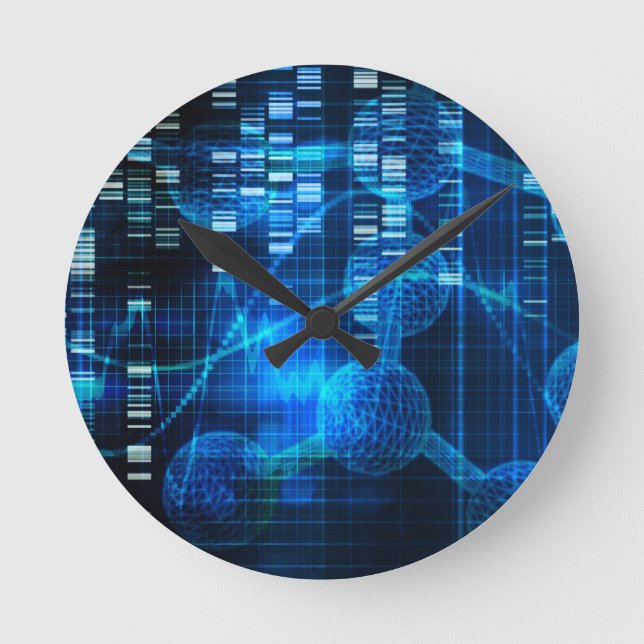 Genetic Science Research as a Medical Abstract Art Round Clock (Front)