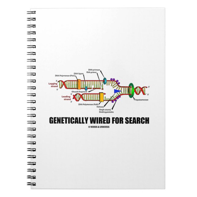 Genetically Wired For Search (DNA Replication) Spiral Notebook (Front)