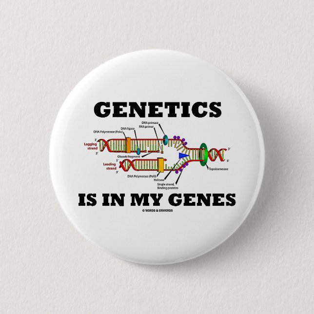 Genetics Is In My Genes (DNA Replication) 6 Cm Round Badge (Front)