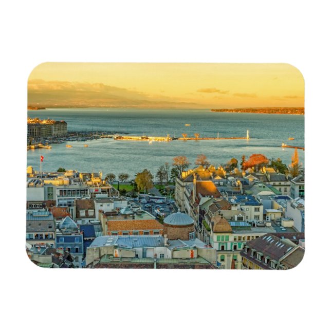 Geneva city aerial panorama, Switzerland Magnet (Horizontal)