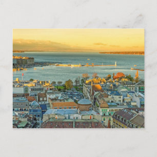 Geneva city aerial panorama, Switzerland Postcard