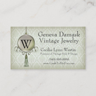 Geneva Damask in Pistachio Business Card