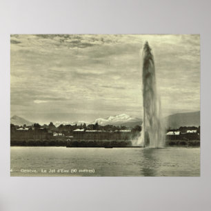 Geneva, Jet l'eau in the harbour Poster