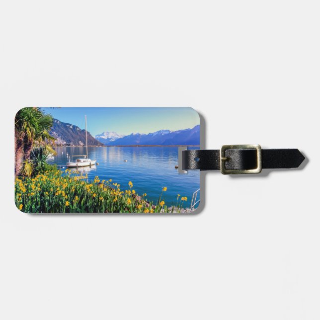 Geneva lake at Montreux, Vaud, Switzerland Luggage Tag (Front Horizontal)