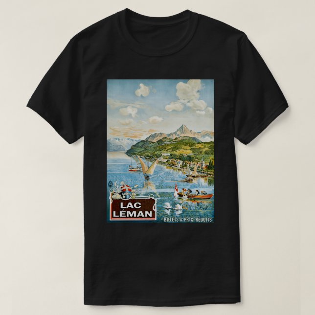 Geneva Lake Lac Leman sailing boats Switzerland T-Shirt (Design Front)