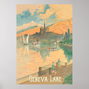 Geneva Lake, People on a Stroll, Switzerland Poster