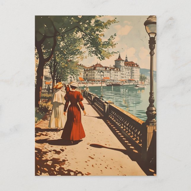 Geneva Lakeside Vintage Postcard (Front)