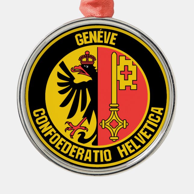 Geneva Round Emblem Metal Tree Decoration (Front)