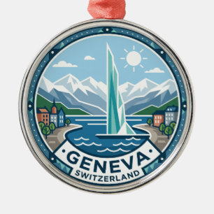 Geneva Switzerland Metal Tree Decoration