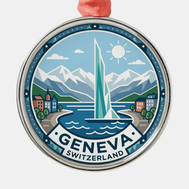 Geneva Switzerland Metal Tree Decoration (Front)