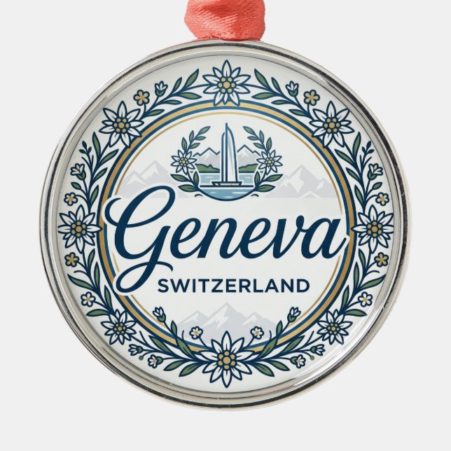 Geneva Switzerland Metal Tree Decoration (Front)