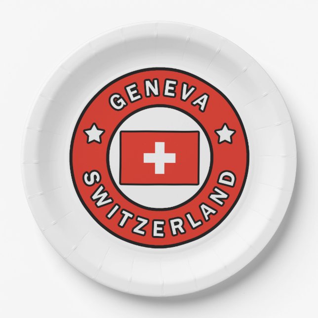 Geneva Switzerland Paper Plate (Front)
