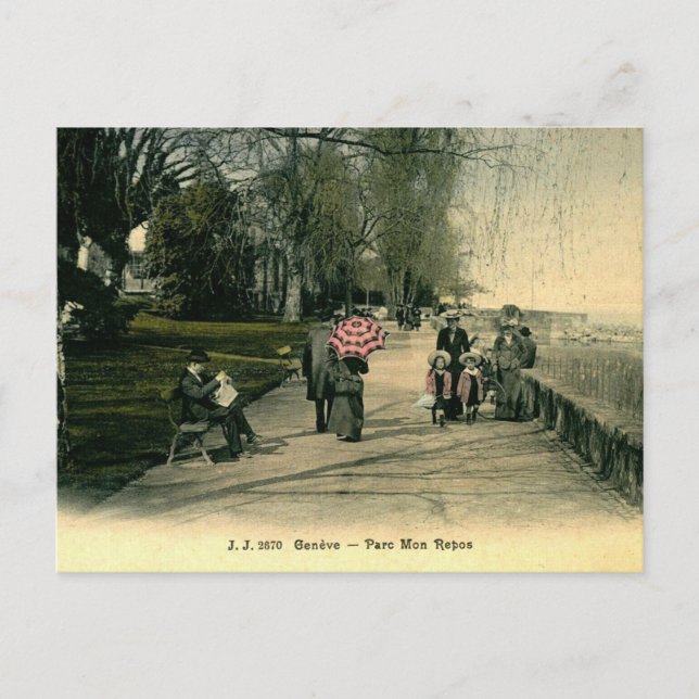Geneva Switzerland Parc Mon Repos 1910s Postcard (Front)