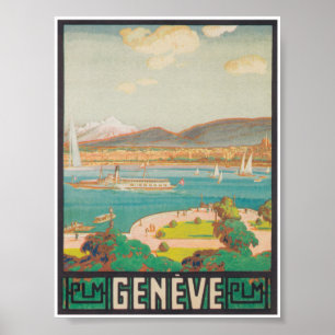 Geneva Switzerland Retro Vintage Travel Poster