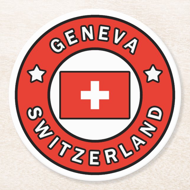 Geneva Switzerland Round Paper Coaster (Front)