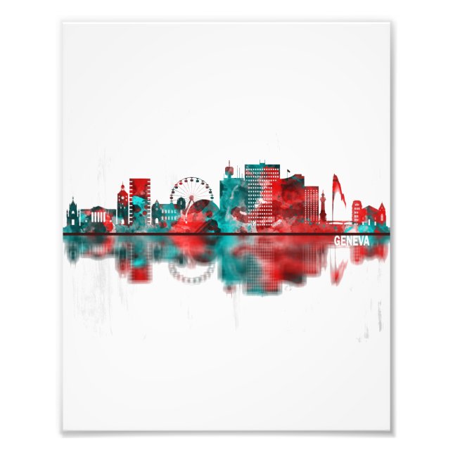 Geneva Switzerland Skyline Photo Print (Front)