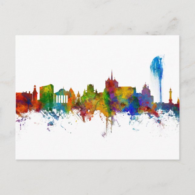 Geneva Switzerland Skyline Postcard (Front)