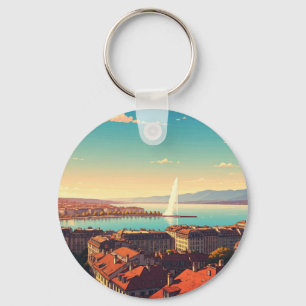 Geneva Switzerland Travel Key Ring