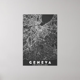 Geneva Switzerland Vintage Map Canvas Print