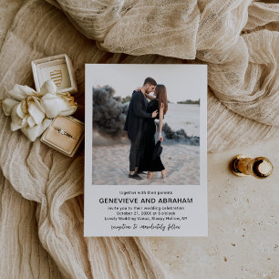 Genevieve Black and White Photo Modern Wedding Invitation