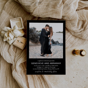 Genevieve Black Photo Modern Wedding Invitation