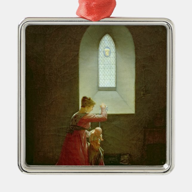 Genevieve of Brabant Baptising her Son in Prison Metal Tree Decoration (Front)