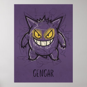 Gengar Chaotic Scribble Art - Gritty Ghost Shadow  Poster