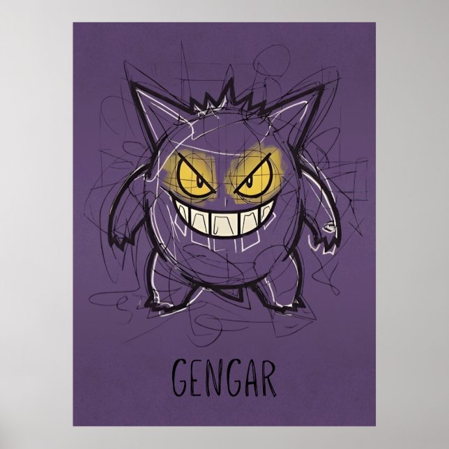 Gengar Chaotic Scribble Art - Gritty Ghost Shadow  Poster (Front)