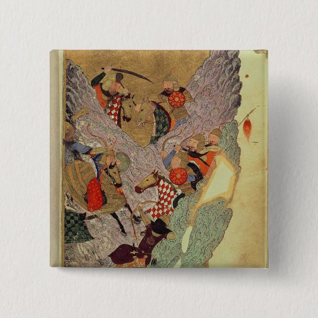 Genghis Khan (c.1162-1227) fighting the Chinese in 15 Cm Square Badge (Front)