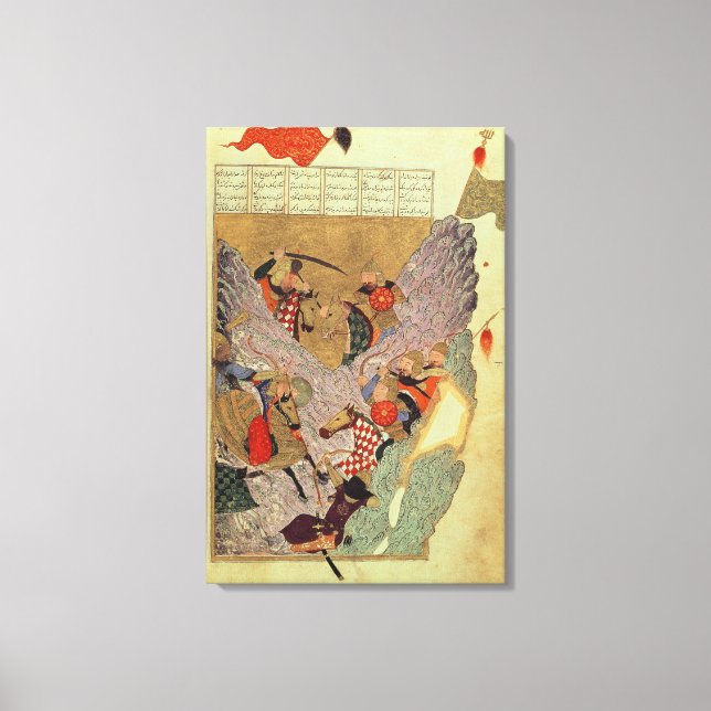 Genghis Khan (c.1162-1227) fighting the Chinese in Canvas Print (Front)