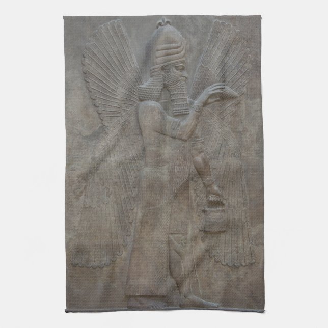 Genie Benisseur of Assyria an Mesopotamian god Tea Towel (Vertical)