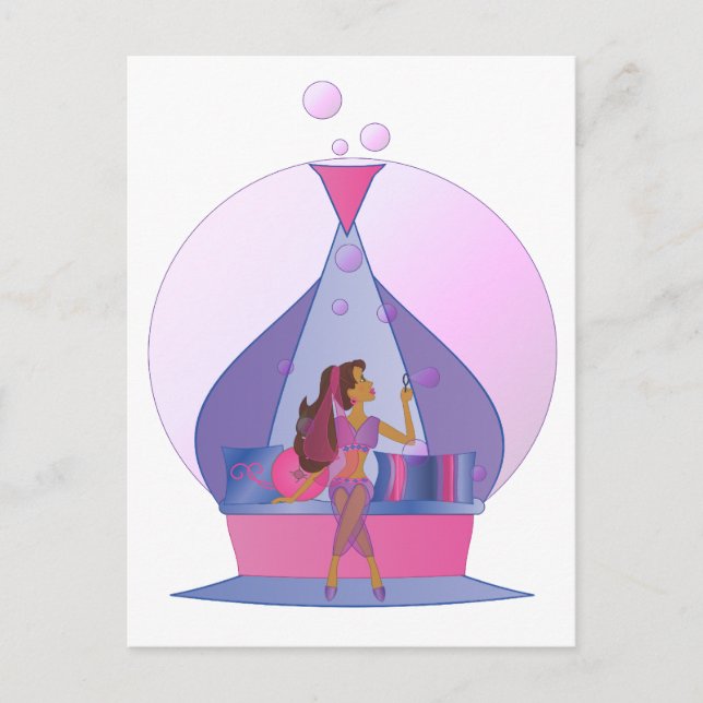 Genie Blowing Bubbles Postcard (Front)