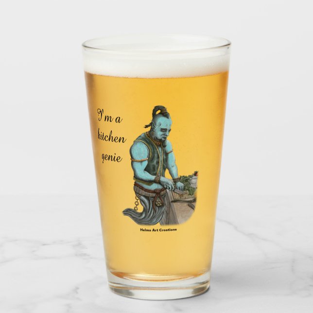 Genie Chef Cooking Dinner Fantasy Drinking Glass (Front Filled)