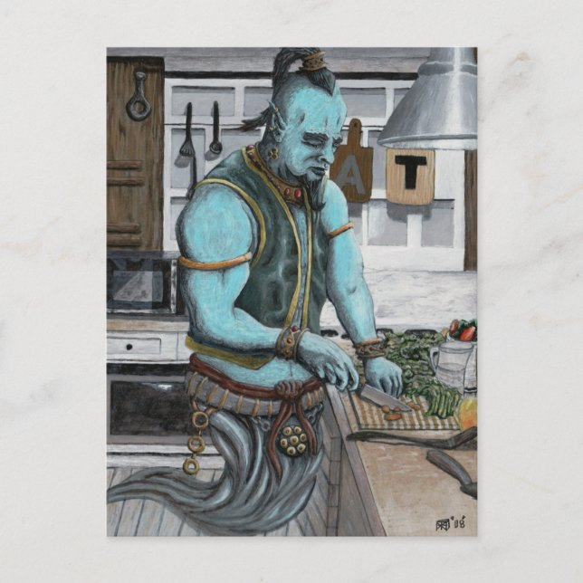 Genie Cooking Kitchen Magic Fantasy Art Postcard (Front)