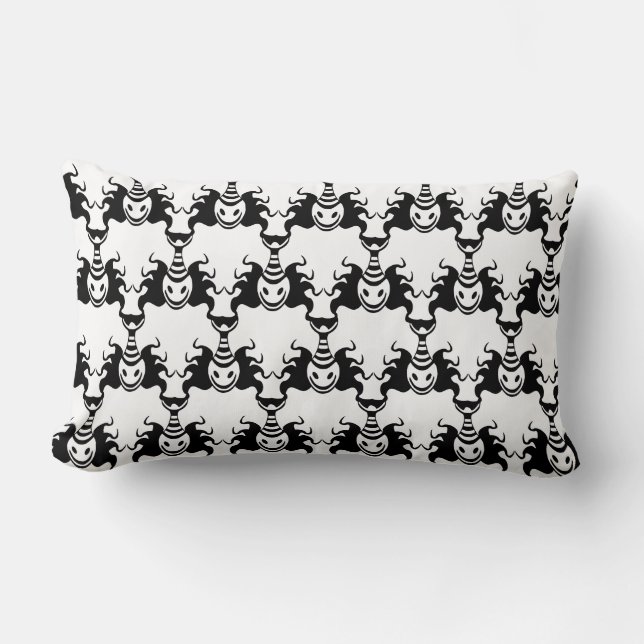 Genie Ghost Coming Out of Lamp Seamless Pattern Lumbar Cushion (Front)