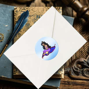 Genie Magic Carpet Lamp Blue Sky Classic Round Sticker