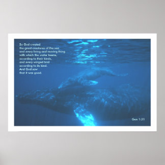 Genisis 1:21  WHALE POSTER PRINT