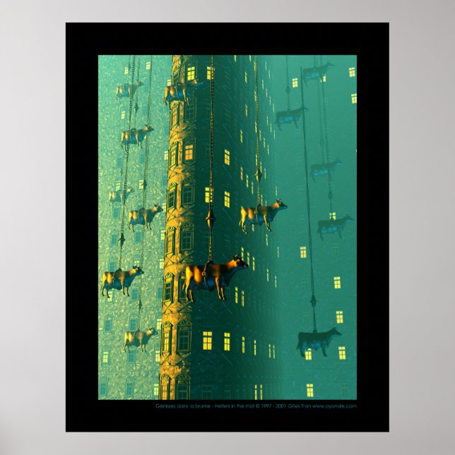 Génisses dans la brume - Heifers in the mist Poster (Front)