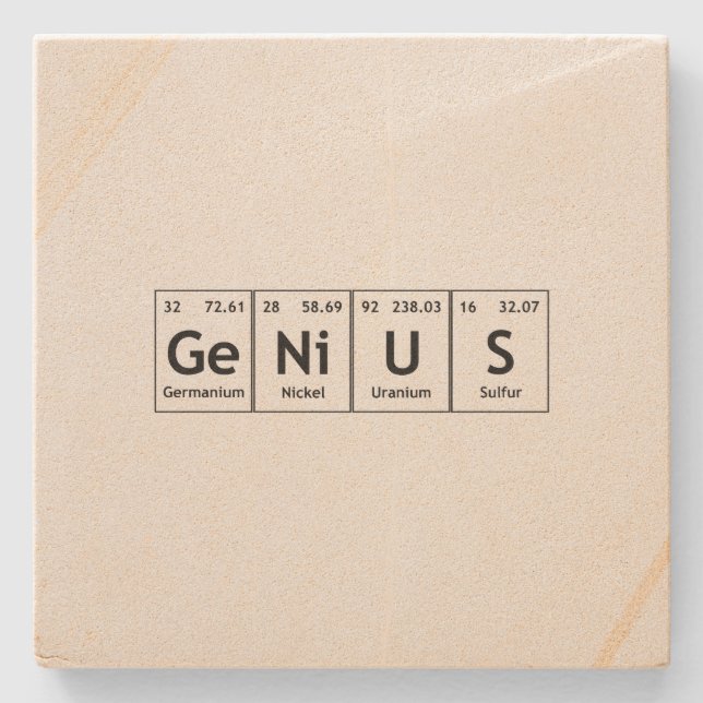 GeNiUS Chemistry Periodic Table Words Elements Stone Coaster (Front)