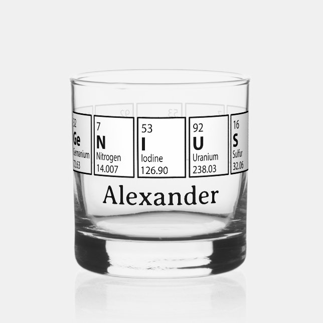 Genius Periodic Table Graduation Gift Whiskey Glass (Front)