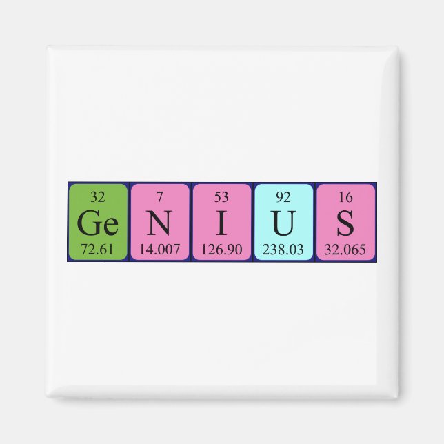 Genius periodic table name magnet (Front)