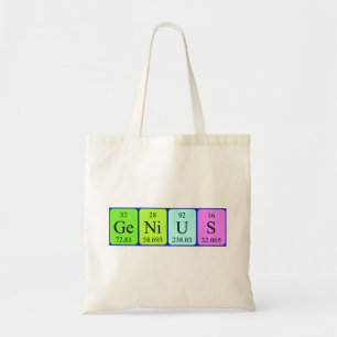 Genius periodic table name tote bag