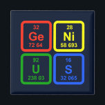 Genius Periodic Table Of Elements Science Magnet<br><div class="desc">Genius Periodic Table Of Elements Science magnet . Cute primary colour scientific table of elements design. Perfect for any geek,  nerd or science lover.</div>