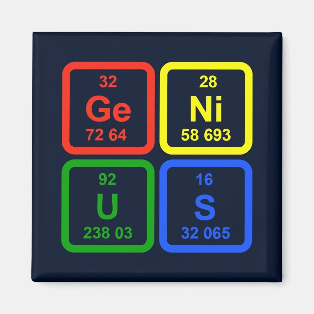 Genius Periodic Table Of Elements Science Magnet (Front)